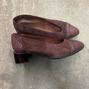 Hispanitas block heel suede Burgundy Women's Shoes